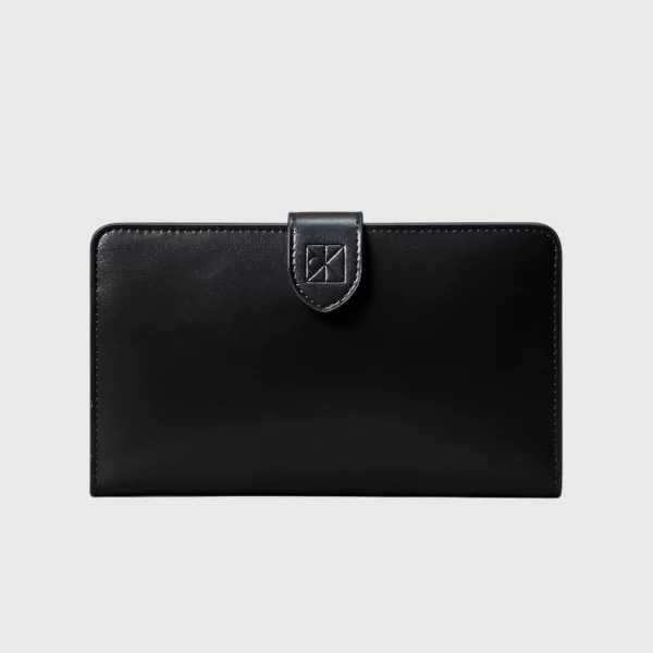 CALVIN KLEIN SNAP PASSPORT LONGFOLD WALLET LV04F1108G-UB1 Black