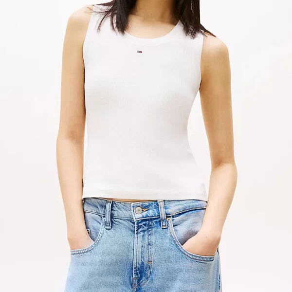 TOMMY JEANS TOMMY JEANS TJW ESSENTIAL RIB TANK EXT DW0DW20673-YBL Ecru