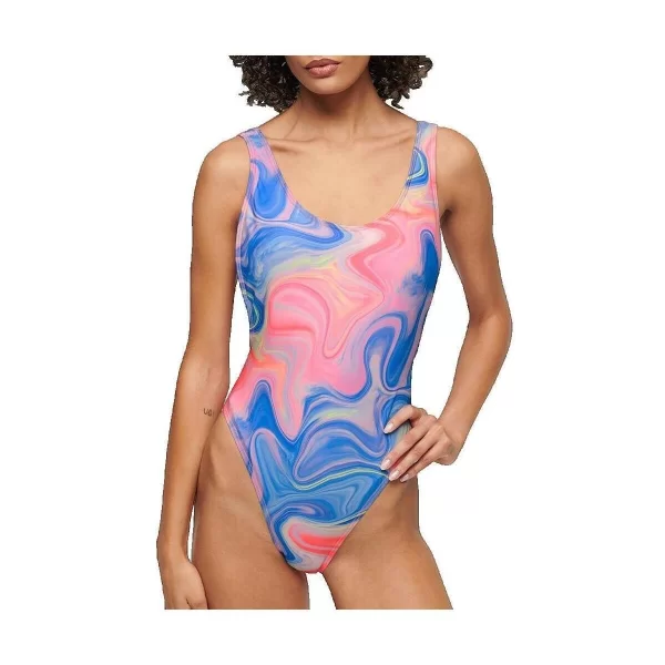Μαγιό Ολόσωμο Superdry Maillot de bain une pièce imprimé marbré