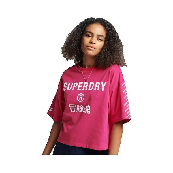 T-shirt με κοντά μανίκια Superdry T-shirt Code Core Sport fuchsia