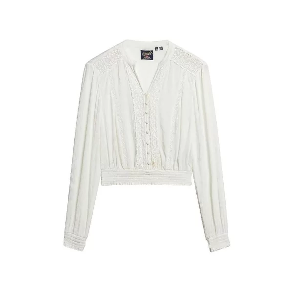 Μπλούζα Superdry Blouse à bordure en dentelle et manches longues