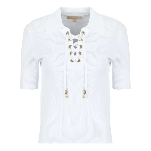 Μπλούζα MICHAEL Michael Kors LACE UP SS POLO TOP