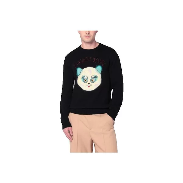 Πουλόβερ Valentino Bags Pull noir avec patch Le Chat de la Maison