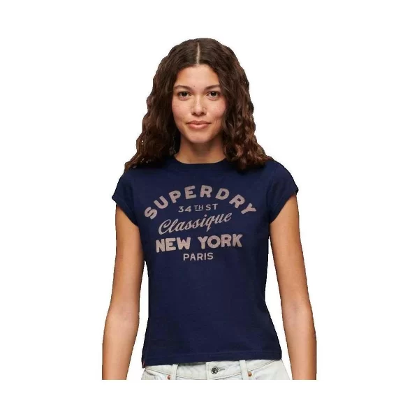 T-shirt με κοντά μανίκια Superdry T-shirt Workwear Indigo slim femme