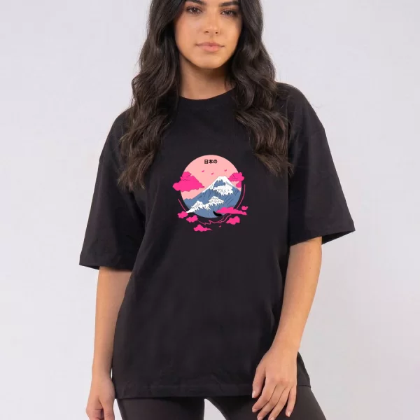 C1006 | Sakura Dream - Oversized Μαύρο C1006