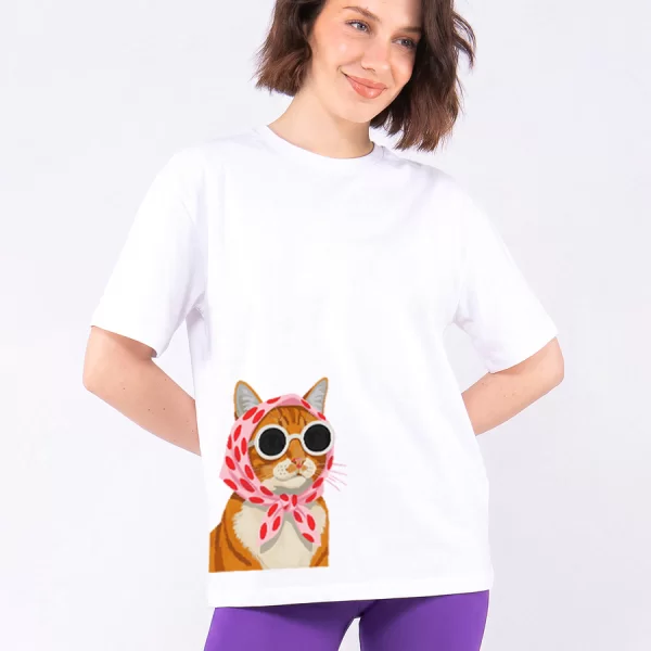 C1137 | Miss Cat - Oversized Άσπρο C1137