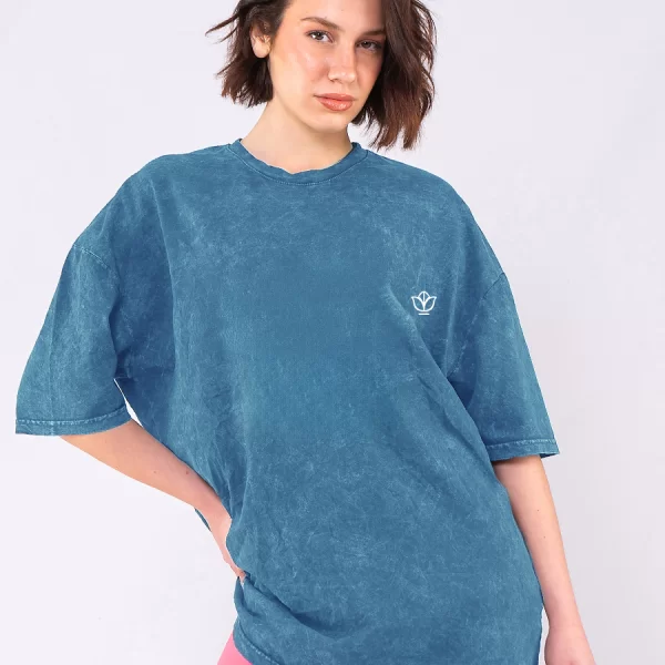 C1150 | Flower Logo - Oversized Μπλε C1150