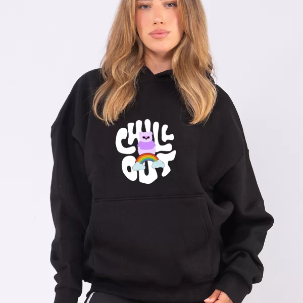 C1076 | Teddy Chill Out - Hoodie Μαύρο C1076