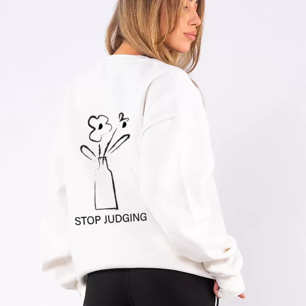 OEM C1077 | Stop Judging - Crewneck Άσπρο C1077