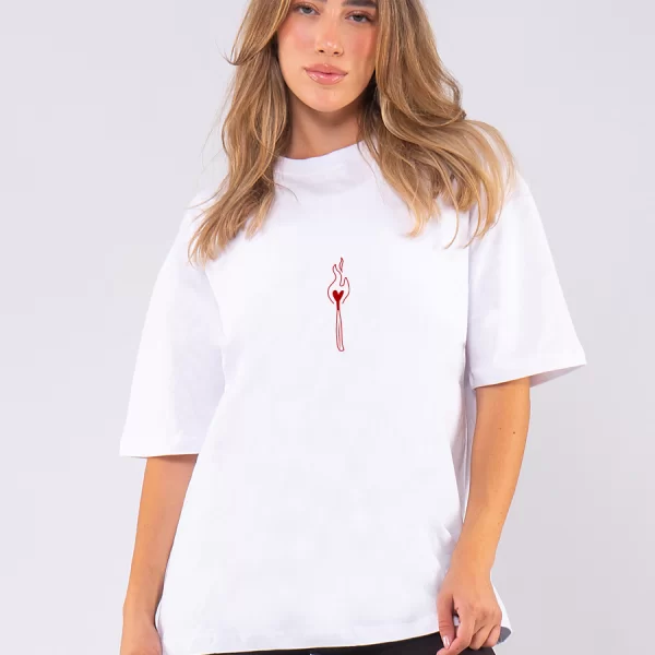 C1125 | Love On Fire - Oversized Άσπρο C1125