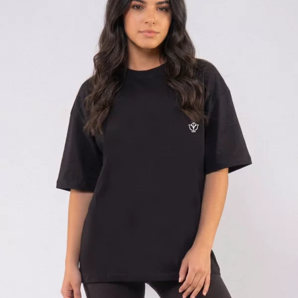 C1151 | Flower Logo 2 - Oversized Μαύρο C1151