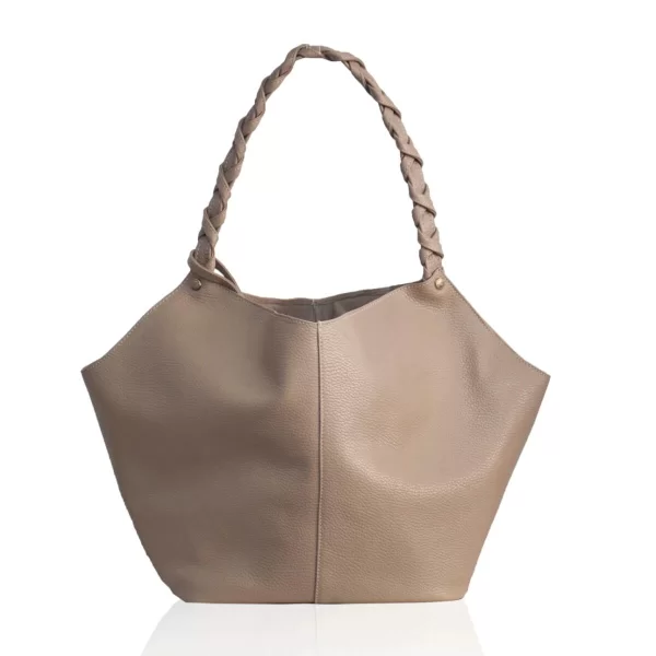 Helena Small Δερμάτινη Τσάντα Ώμου Taupe Πούρου