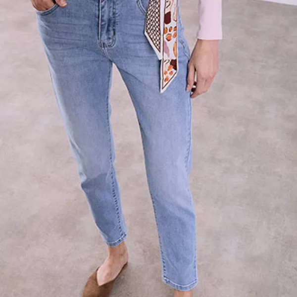 Τζιν mom fit με μαντήλι SQ1628.1009+1