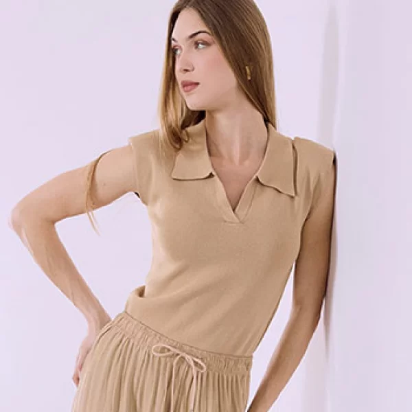 Μπλούζα πλεκτή με γιακά SQ9844.4830+4