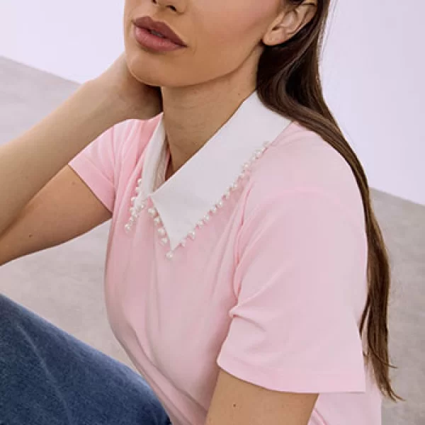 Celestino Μπλούζα με γιακά και πέρλες SQ7642.4125+4