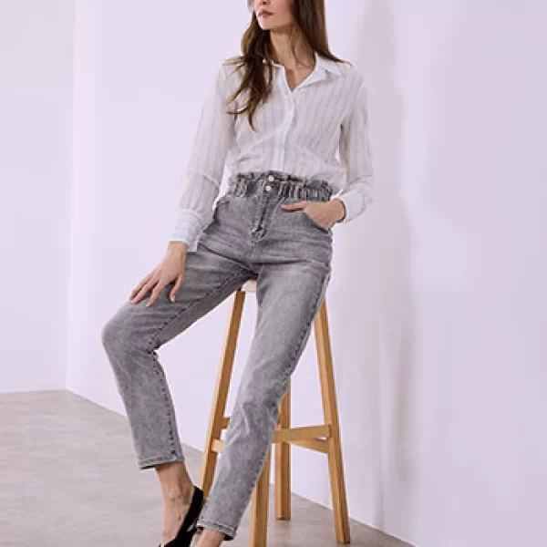 Τζιν mom fit με ελαστική μέση SQ1628.1140+1