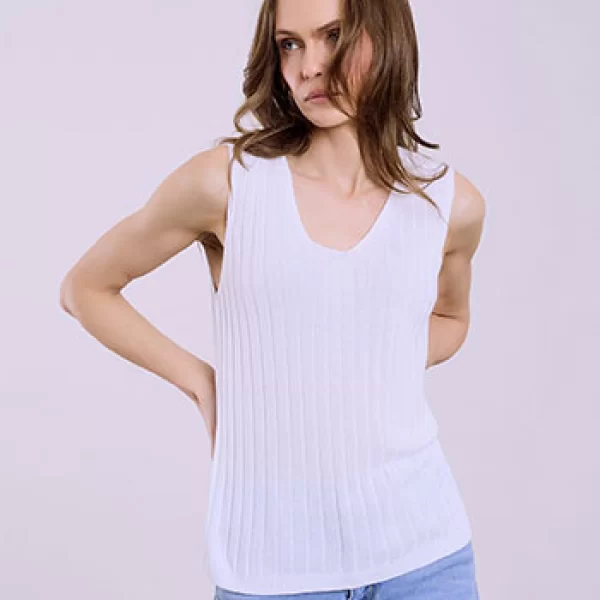 Μπλούζα ριπ πλεκτή αμάνικη SQ7587.4591+1