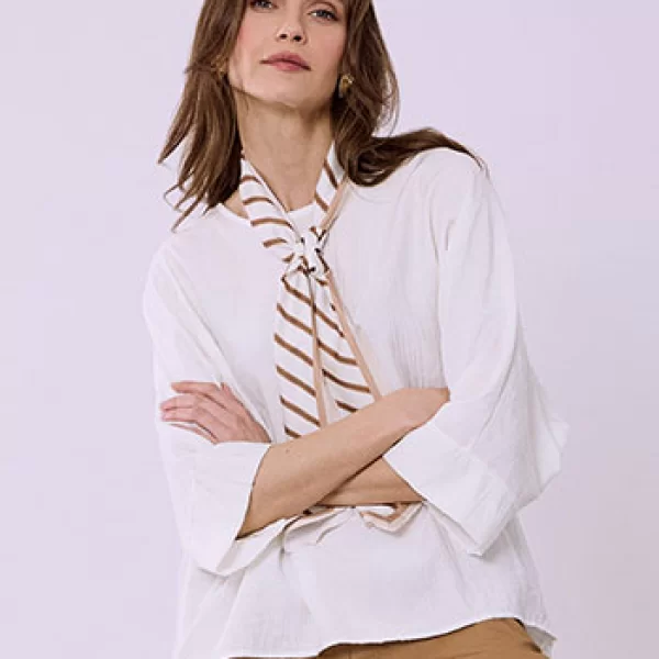 Μπλούζα με όψη τσαλακωμένου και φουλάρι SQ7569.4007+1