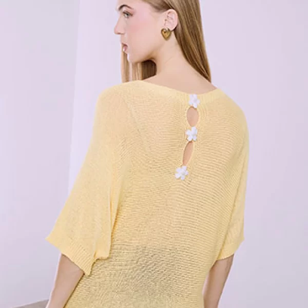 Μπλούζα με λουλούδια και πέρλες SQ9420.4073+3