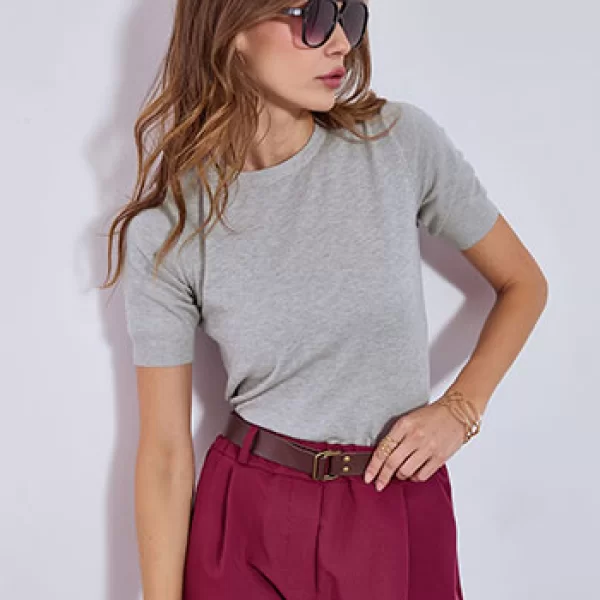 Μπλούζα πλεκτή με κοντό μανίκι WT1738.4006+3