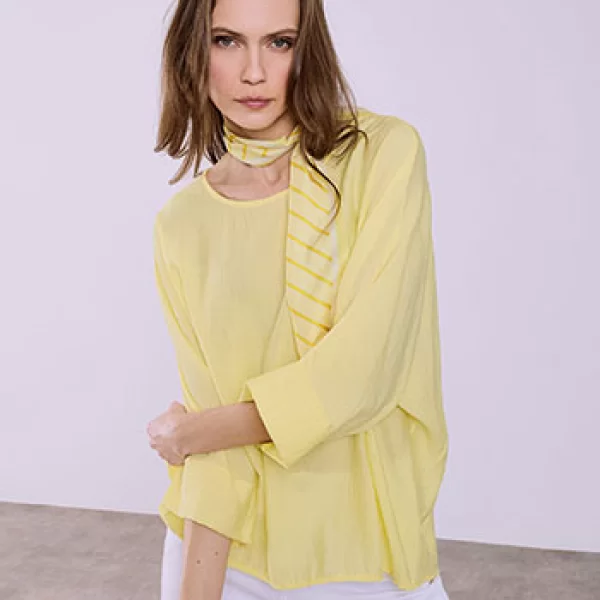 Μπλούζα με όψη τσαλακωμένου και φουλάρι SQ7569.4007+3