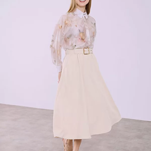 Φούστα μίντι με ζώνη SQ7702.2141+3