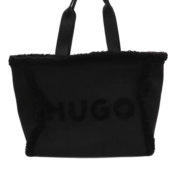 HUGO ΤΣΑΝΤΑ ΩΜΟΥ BECKY TOTE-SFFUR LOGO ΜΑΥΡΟ