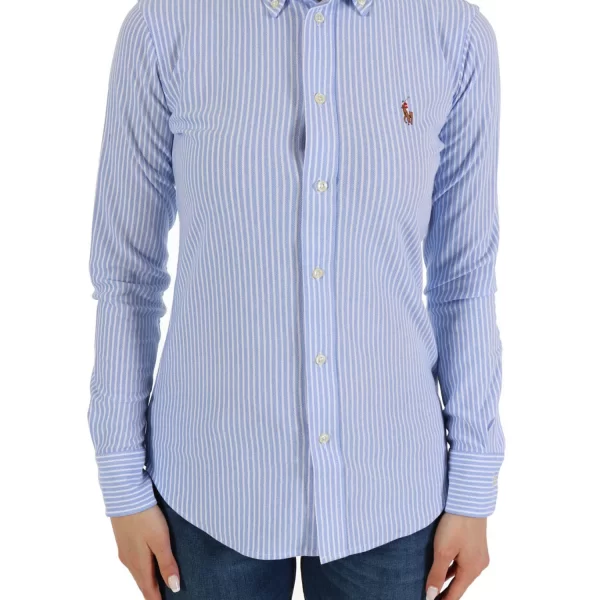 RALPH LAUREN ΠΟΥΚΑΜΙΣΟ KNIT OXFORD BUTTON DOWN BSR ΣΙΕΛ/ ΛΕΥΚΟ