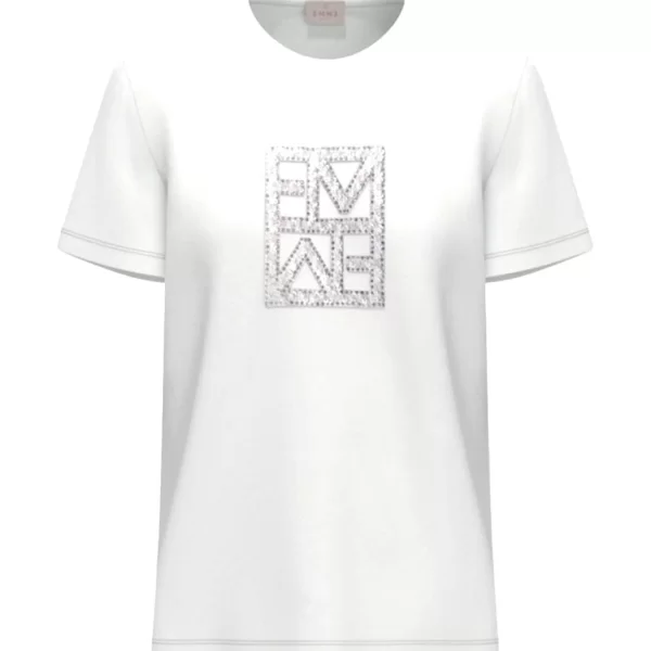 MARELLA EMME T-SHIRT EMMTEMA ΠΑΓΙΕΤΑ ΣΤΡΑΣ ΛΕΥΚΟ