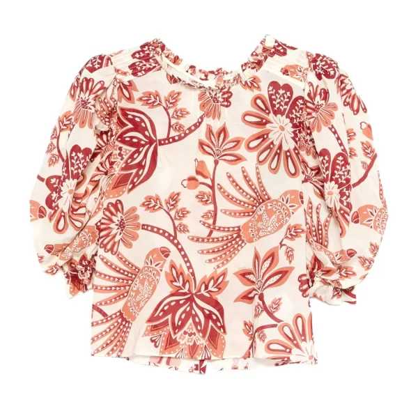 FARM RIO ΜΠΛΟΥΖΑ FLOWERFUL BIRDS ΚΟΥΜΠΙΑ ΠΙΣΩ ΕΚΡΟΥ-ΜΠΟΡΝΤΩ