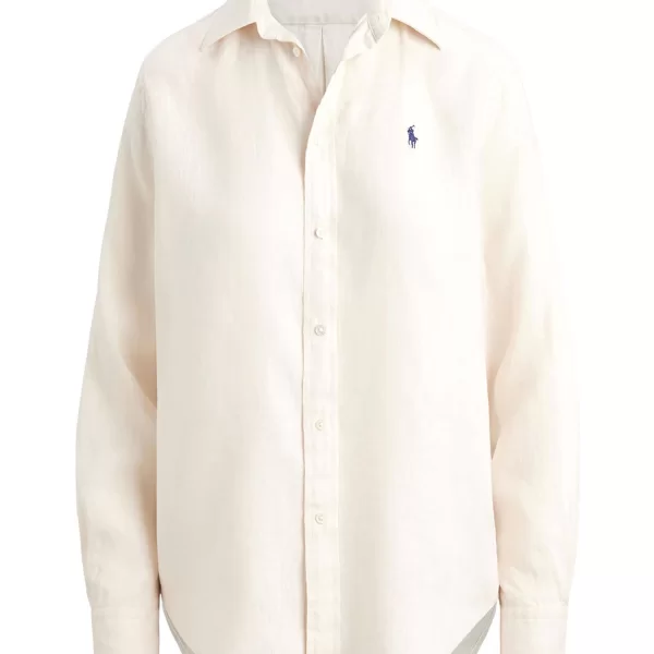 RALPH LAUREN ΠΟΥΚΑΜΙΣΟ ΛΙΝΟ CLASSIC FIT LOGO ΜΠΕΖ