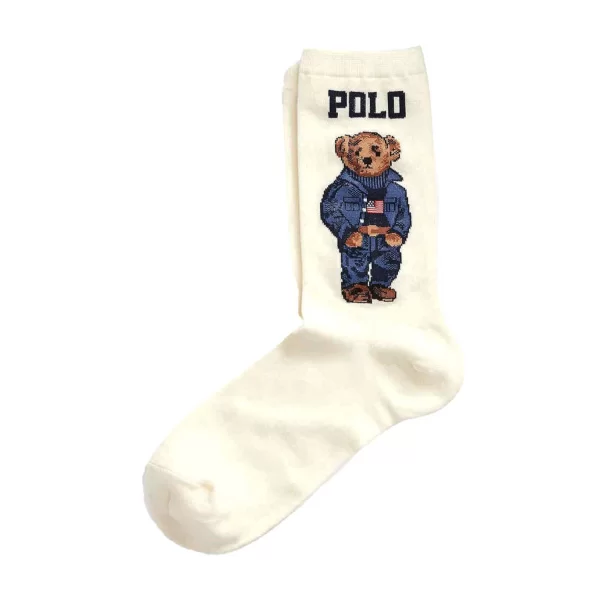 RALPH LAUREN ΚΑΛΤΣΕΣ AMERICANA BEAR LOGO ΕΚΡΟΥ