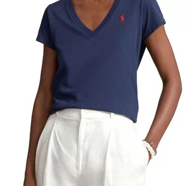 Ralph Lauren RALPH LAUREN T-SHIRT V-NECK W BSR LOGO ΜΠΛΕ