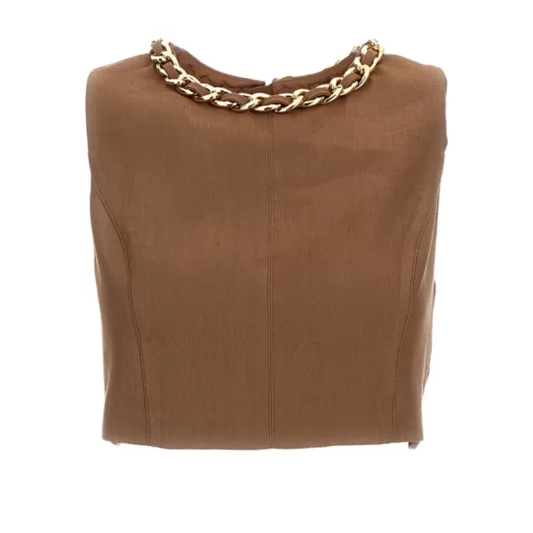 ELISABETTA FRANCHI TOP CROPPED ΧΡΥΣΗ ΑΛΥΣΙΔΑ ΚΑΦΕ