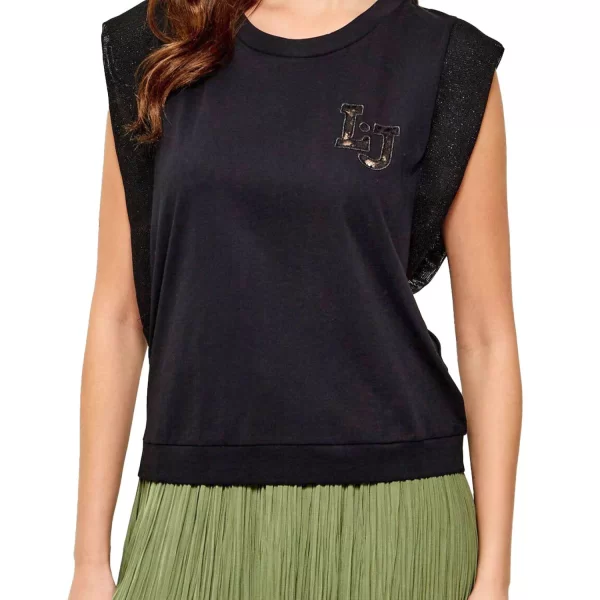 LIU-JO BETTER TANK TOP LOGO ΜΑΥΡΟ