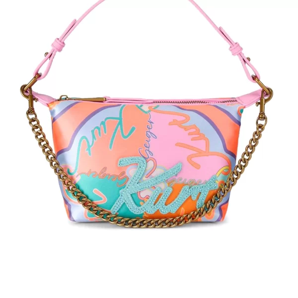 KURT GEIGER ΤΣΑΝΤΑ ΩΜΟΥ KURT SOFT SHOULDER BAG LOGO ΡΟΖ/ΠΟΛΥΧΡΩΜΟ