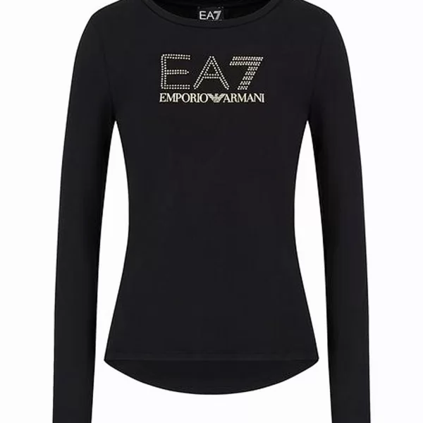 ARMANI 7 T-SHIRT LOGO STRASS ΜΑΥΡΟ