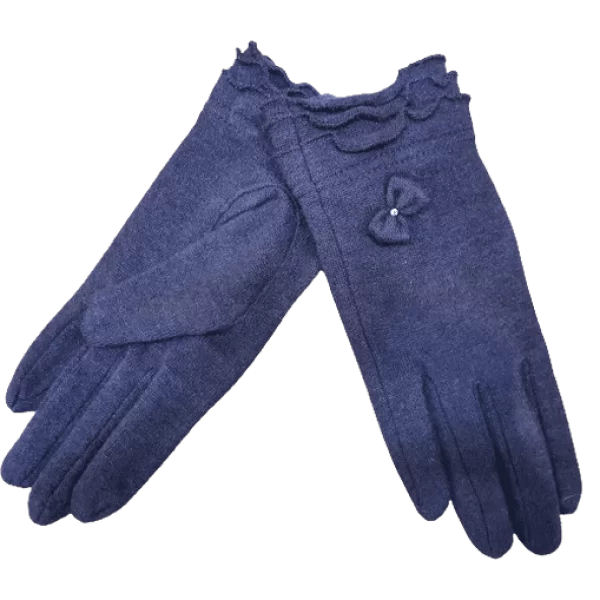Γάντια μάλλινα γυναικεία με φιογκάκι