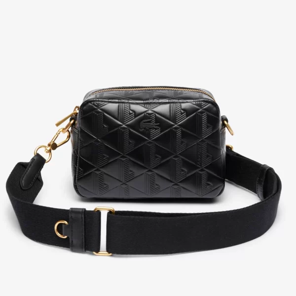 Lacoste γυναικεία δερμάτινη τσάντα ώμου με all-over monogram 