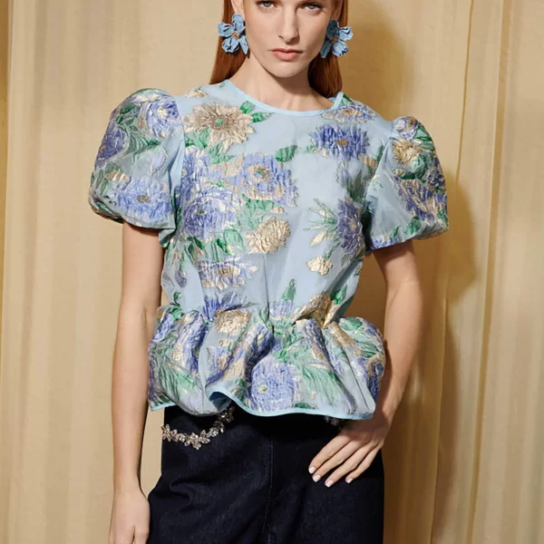 Sister Jane γυναικείο τοπ jacquard με balloon μανίκια 