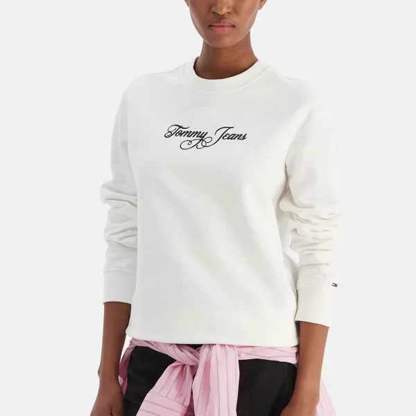 Tommy Jeans γυναικεία μπλούζα φούτερ με logo print Regular Fit - DW0DW21922 Λευκό