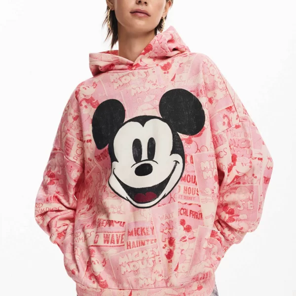 Desigual γυναικείο φούτερ με κουκούλα και all-over print Regular Fit - 24WWSK34 Ροζ