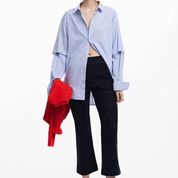 Desigual γυναικείο παντελόνι κάπρι με all-over lettering print - 24WWPW38 Μαύρο