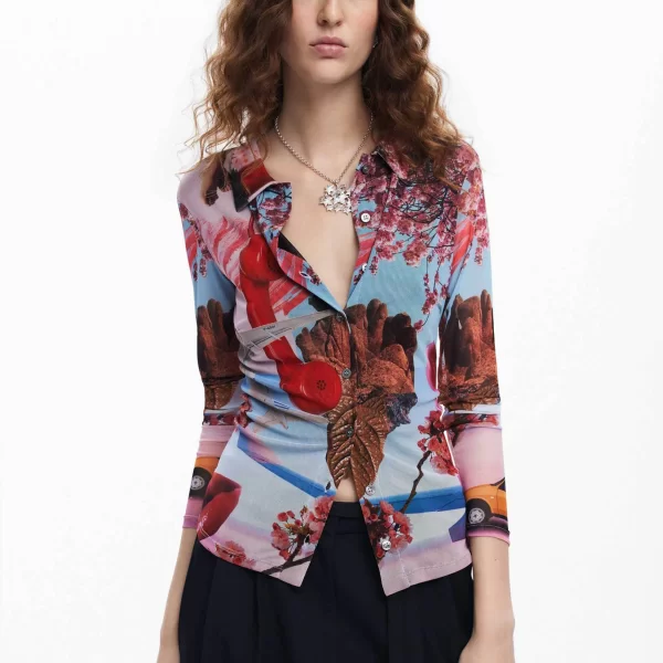 Desigual γυναικείο πουκάμισο με all-over print Regular Fit - 24WWTK84 Πολύχρωμο