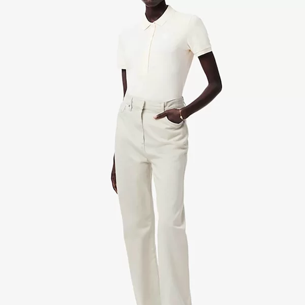 Lacoste γυναικείο ψηλόμεσο τζιν παντελόνι πεντάτσεπο Slim Fit - HF4168-00 Κρέμ