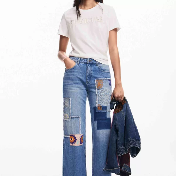 Desigual γυναικείο τζιν παντελόνι με patchwork 