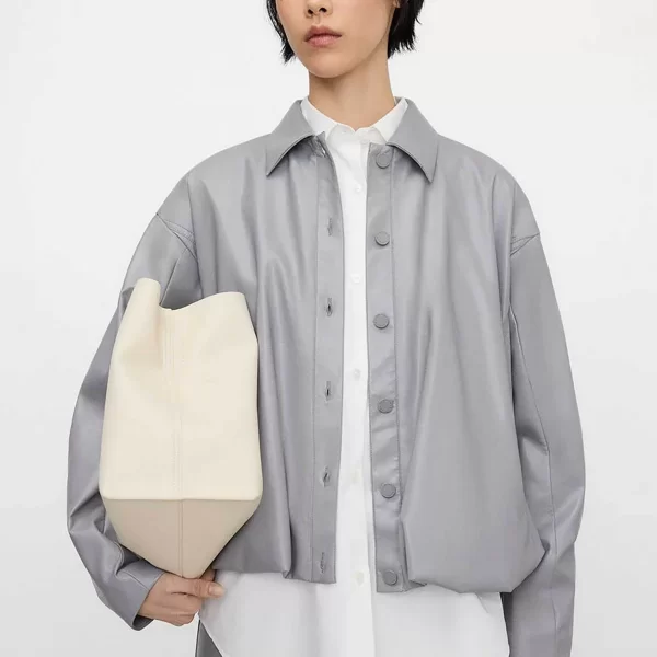 ADOLFO DOMINGUEZ Adolfo Domínguez γυναικείο μπουφάν bomber με faux δέρμα - 275022325 Γκρι