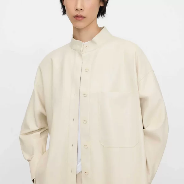 Adolfo Domínguez γυναικείο overshirt με faux δέρμα - 221011139 Μπεζ