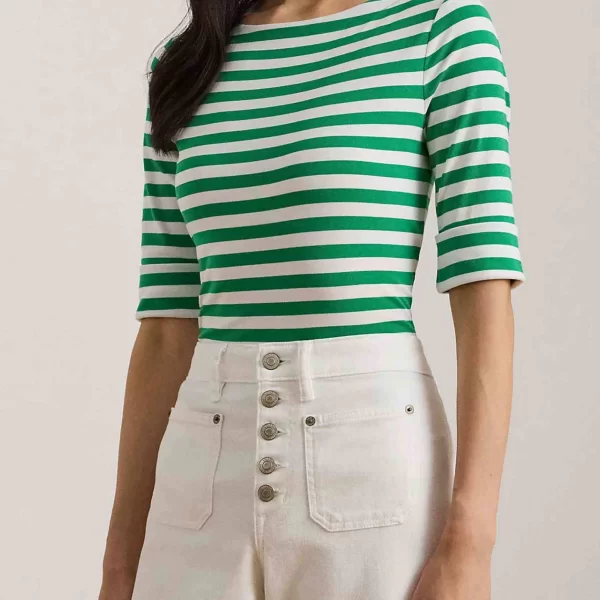 LAUREN RALPH LAUREN Lauren Ralph Lauren γυναικεία μπλούζα με ριγέ σχέδιο και boat λαιμόκοψη Slim Fit - 200P03750001 Πράσινο