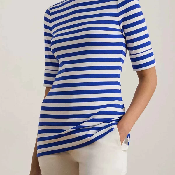 Lauren Ralph Lauren γυναικεία μπλούζα με ριγέ σχέδιο και boat λαιμόκοψη Slim Fit - 200P03750002 Μπλε